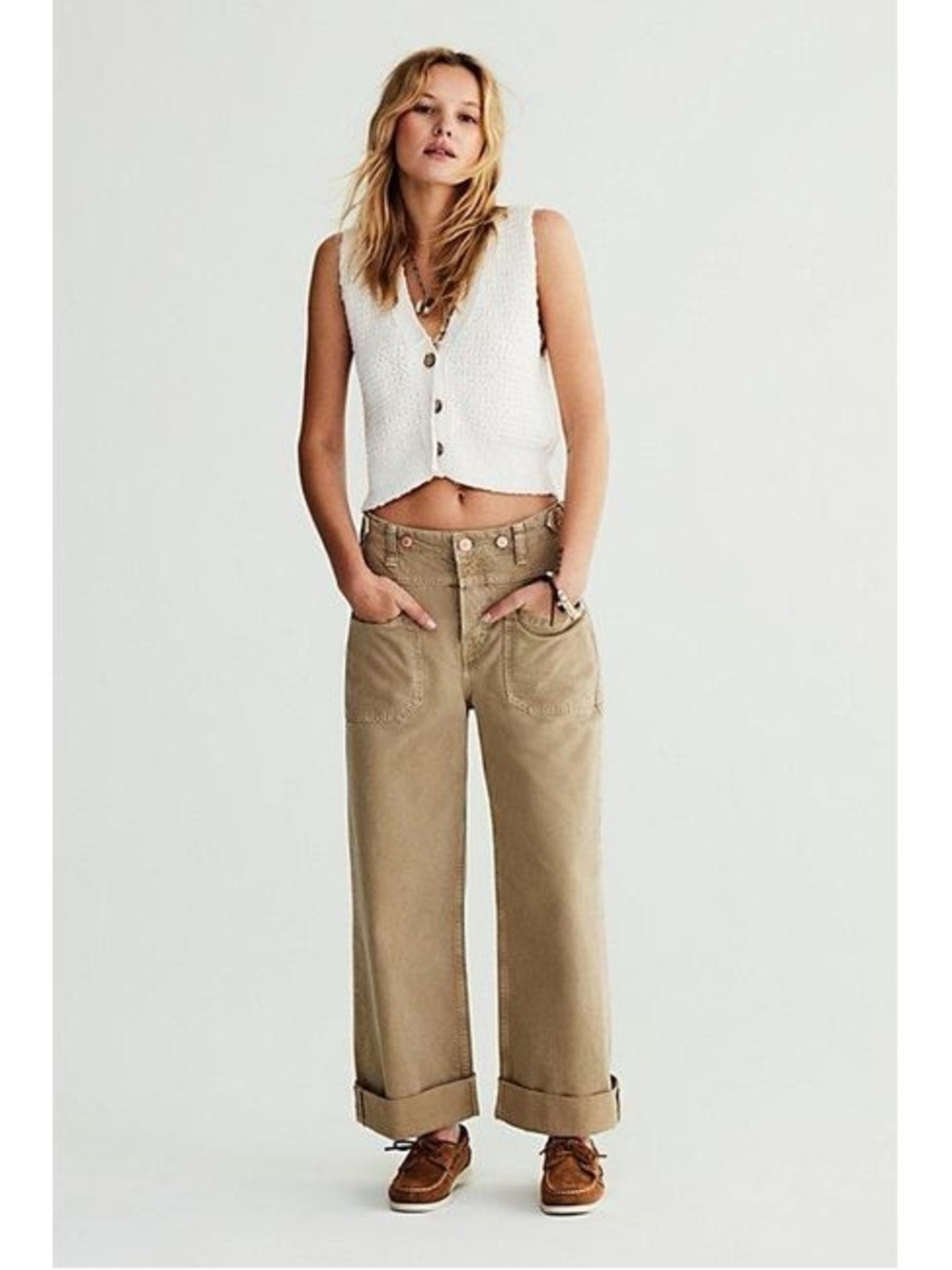 We The Free Palmer Cuffed Jeans In Natural Khaki Free People